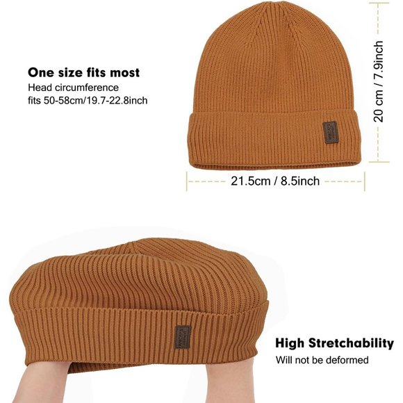 Winter Beanie Hats for Men Women, Fleece Lined Beanie Soft Stocking Cuffed cap main image 6